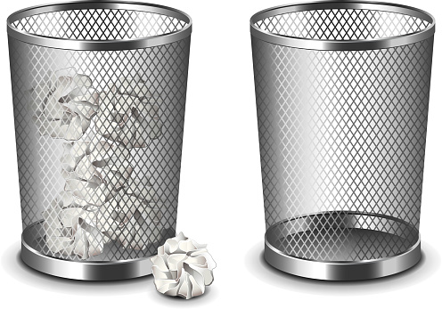 Office bin isolated on white photo-realistic vector illustration